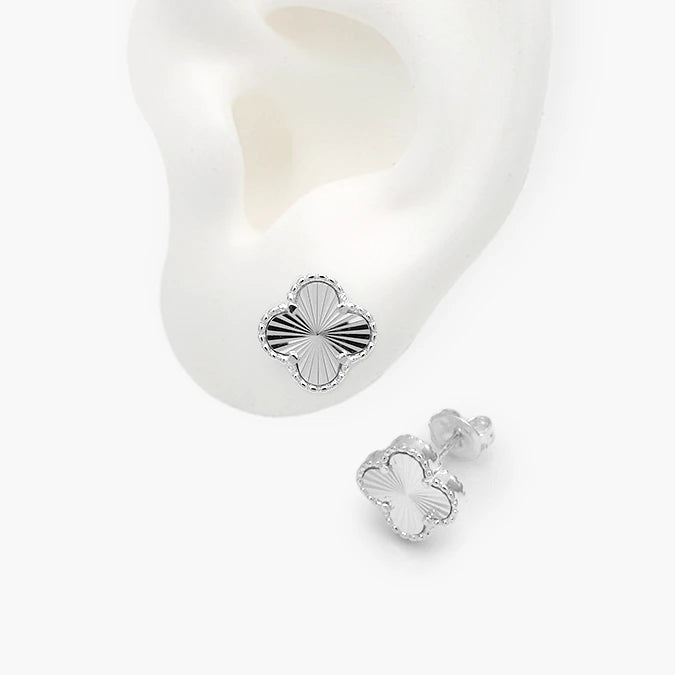 Broqueles Plata .925 Flor Trébol