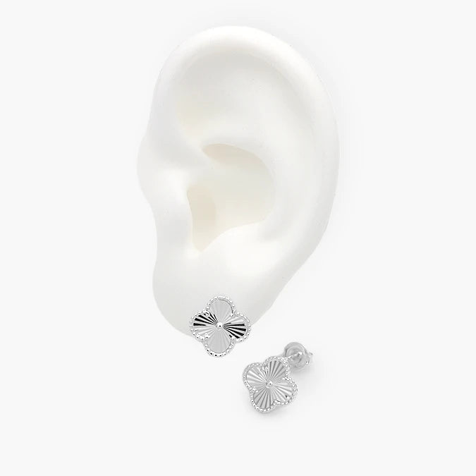 Broqueles Plata .925 Flor Trébol