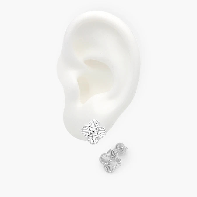 Broqueles Plata .925 Flor Trébol