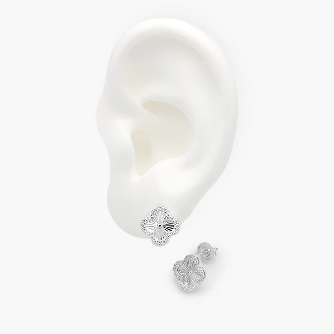 Broqueles Plata .925 Flor Trébol