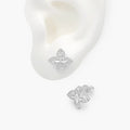 Broqueles Plata .925 Flor Trébol Zirconias Blancas