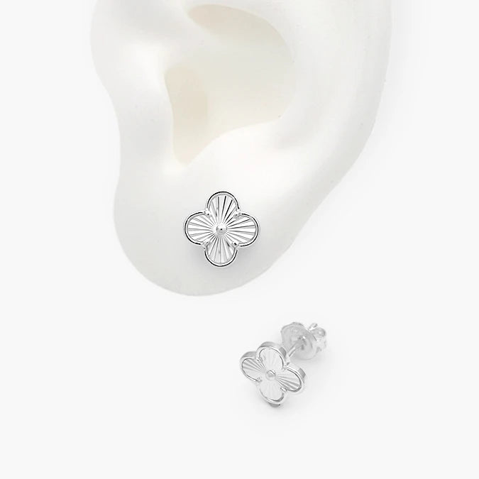 Broqueles Plata .925 Flor Trébol