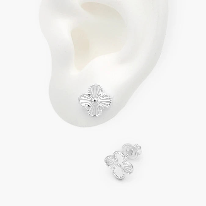 Broqueles Plata .925 Flor Trébol