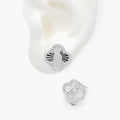 Broqueles Plata .925 Flor Trébol Piedra Blanca