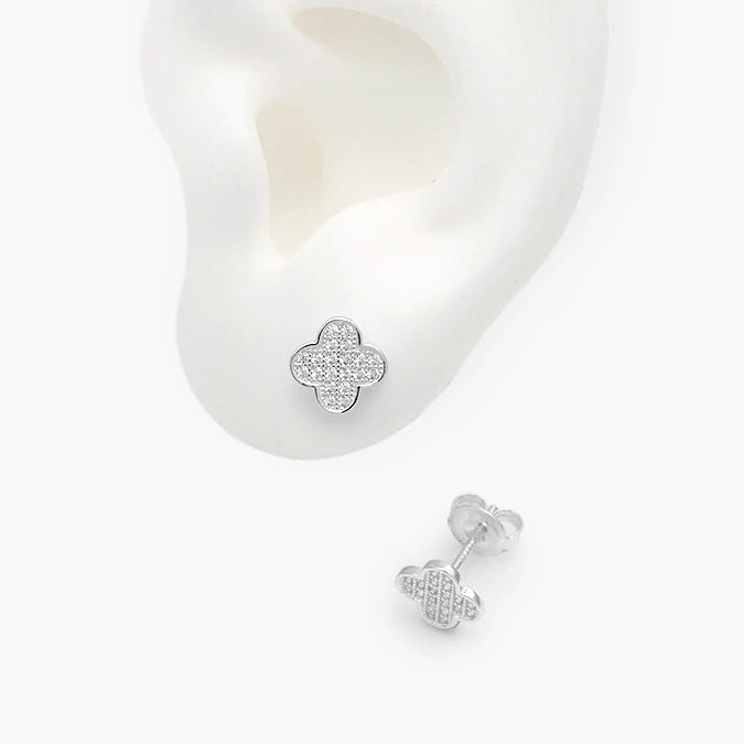 Broqueles Plata .925 Flor Trébol