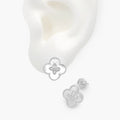 Broqueles Plata .925 Flor Trébol Madre Perla