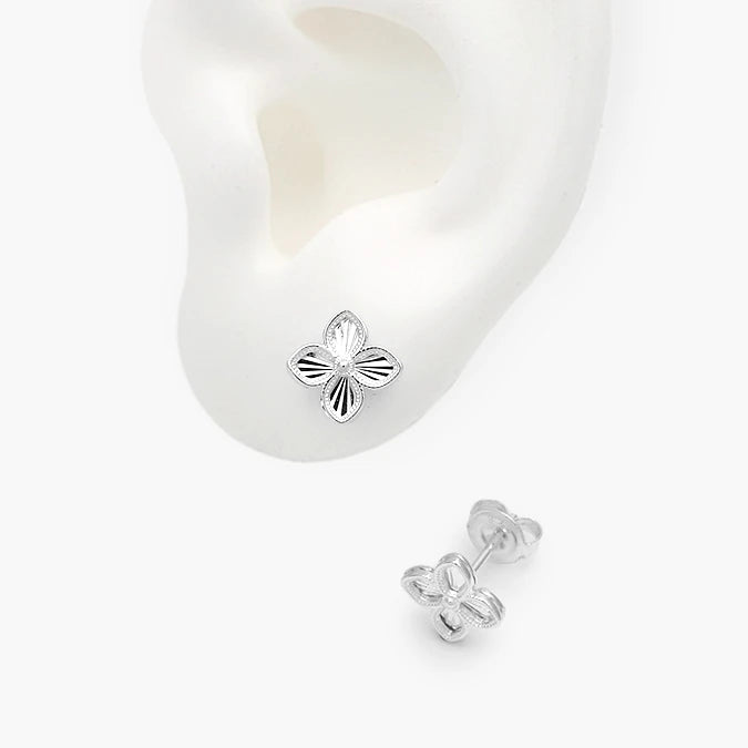 Broqueles Plata .925 Flor Trébol