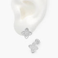 Broqueles Plata .925 Flor Trébol Blanco