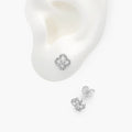 Broqueles Plata .925 Flor Trébol Zirconias Blancas
