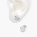 Broqueles Plata .925 Flor Trébol Blanco