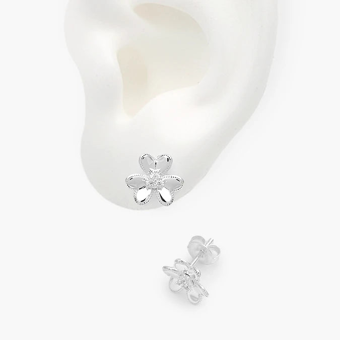 Broqueles Plata .925 Flor Trébol
