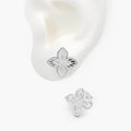 Aretes Plata .925 Flor Trébol