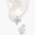 Aretes Plata .925 Flor Trébol Blanco