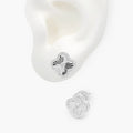 Broqueles Plata .925 Flor Trébol Piedra Blanca