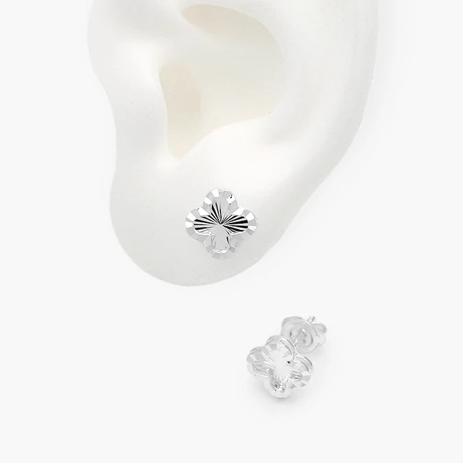 Broqueles Plata .925 Flor Trébol