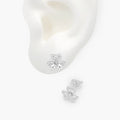Broqueles Plata .925 Flor Trébol Zirconia Blanca