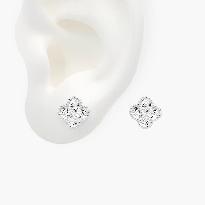 Broqueles Plata .925 Flor Trébol
