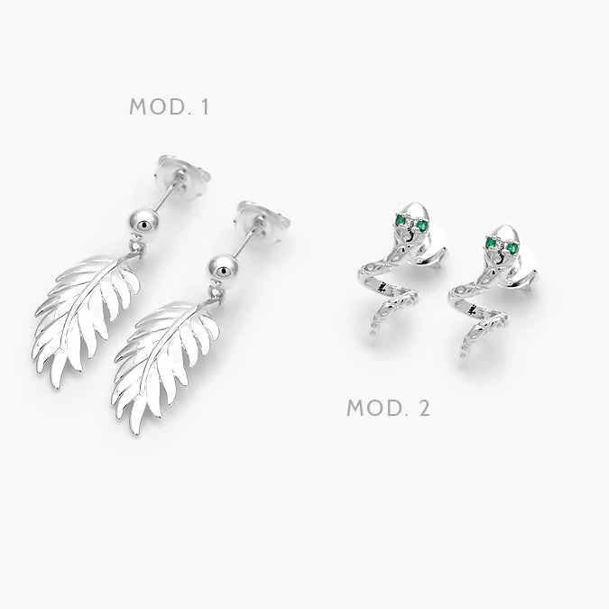 Broqueles Plumas Serpientes Plata .925 243