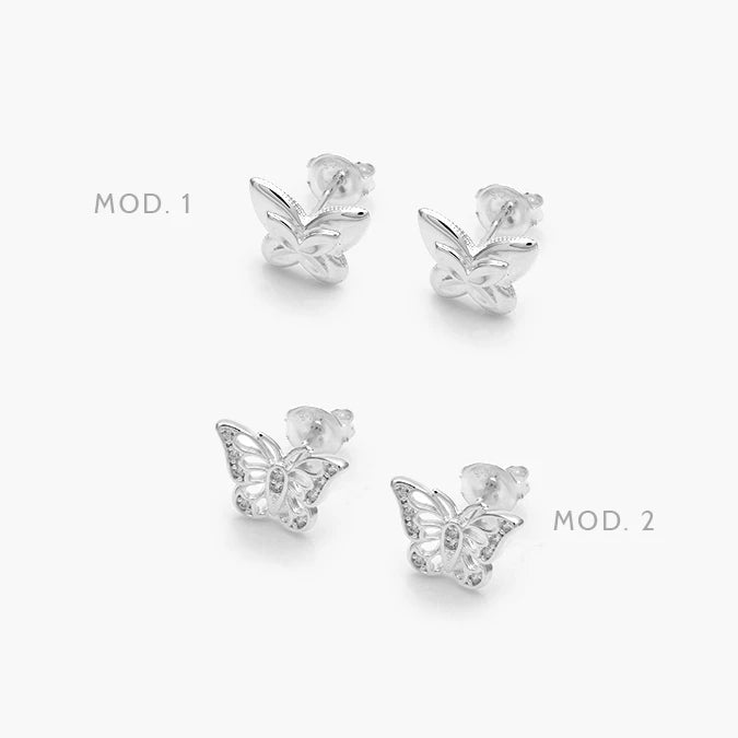 Broqueles Mariposas Zirconias Blancas Plata .925 245