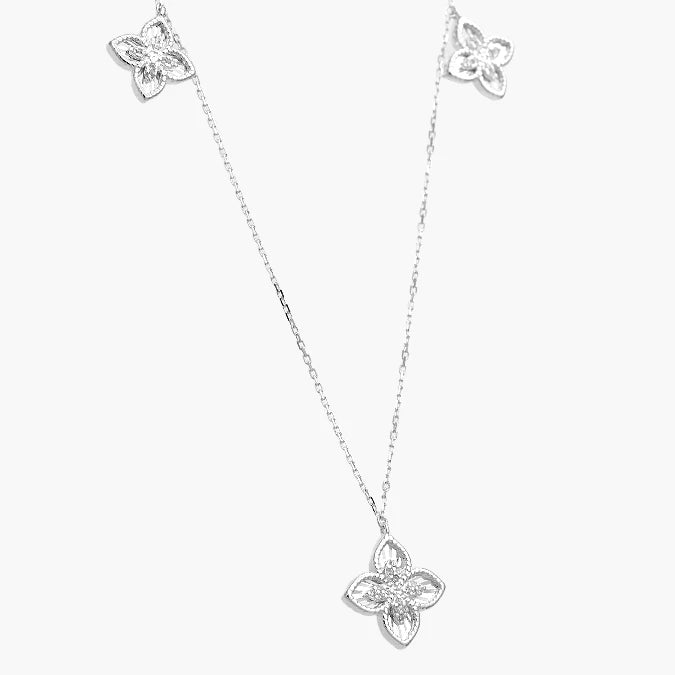 Collar Plata .925 Flores Trébol