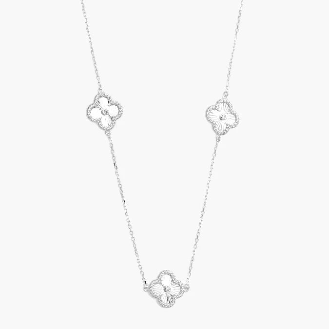 Collar Plata .925 Flores Trébol