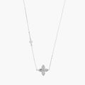 Collar Plata .925 Flores Trébol Piedras Blancas