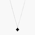 Collar Plata .925 Flores Trébol Negro