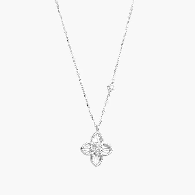 Collar Plata .925 Flores Trébol